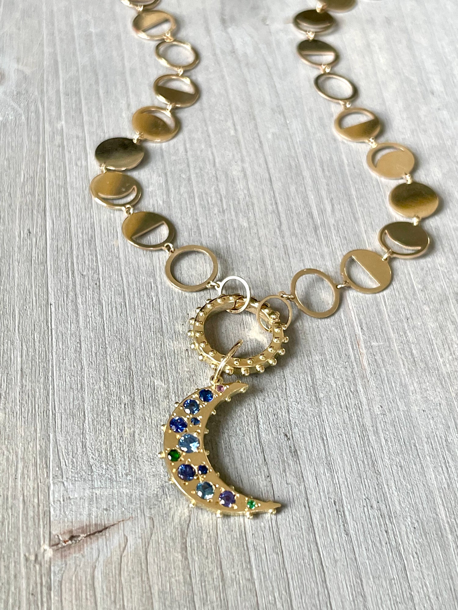 BOHEME BLUE SAPPHIRES CRESCENT MOON CHARM | In-Stock