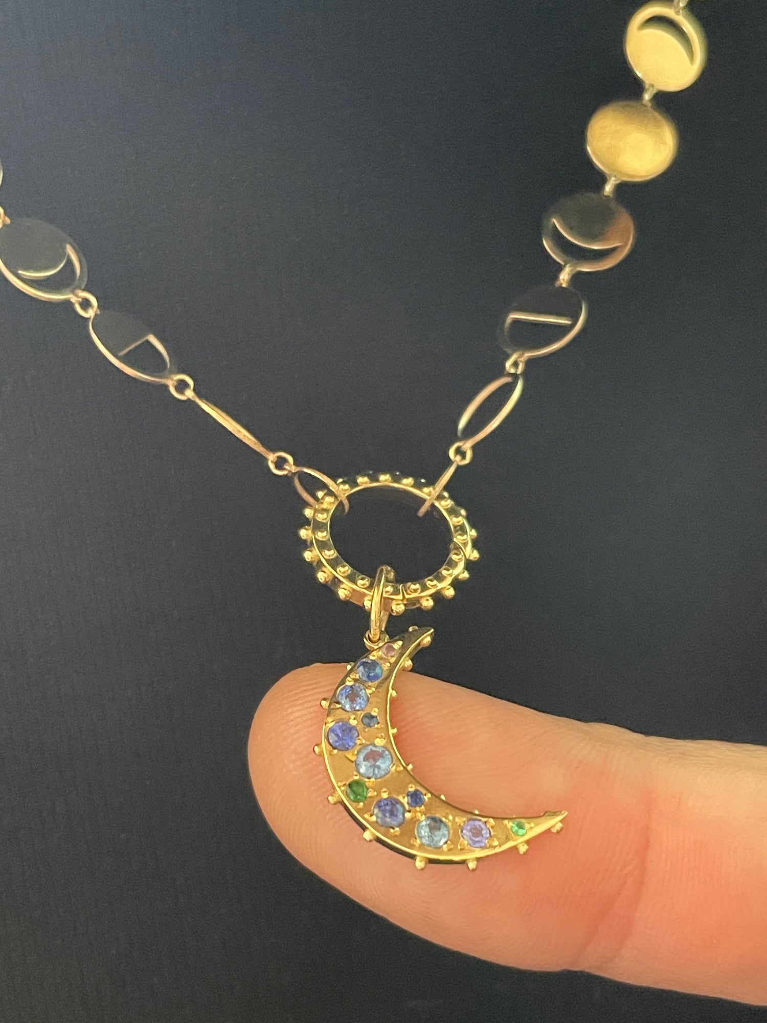 BOHEME BLUE SAPPHIRES CRESCENT MOON CHARM | In-Stock