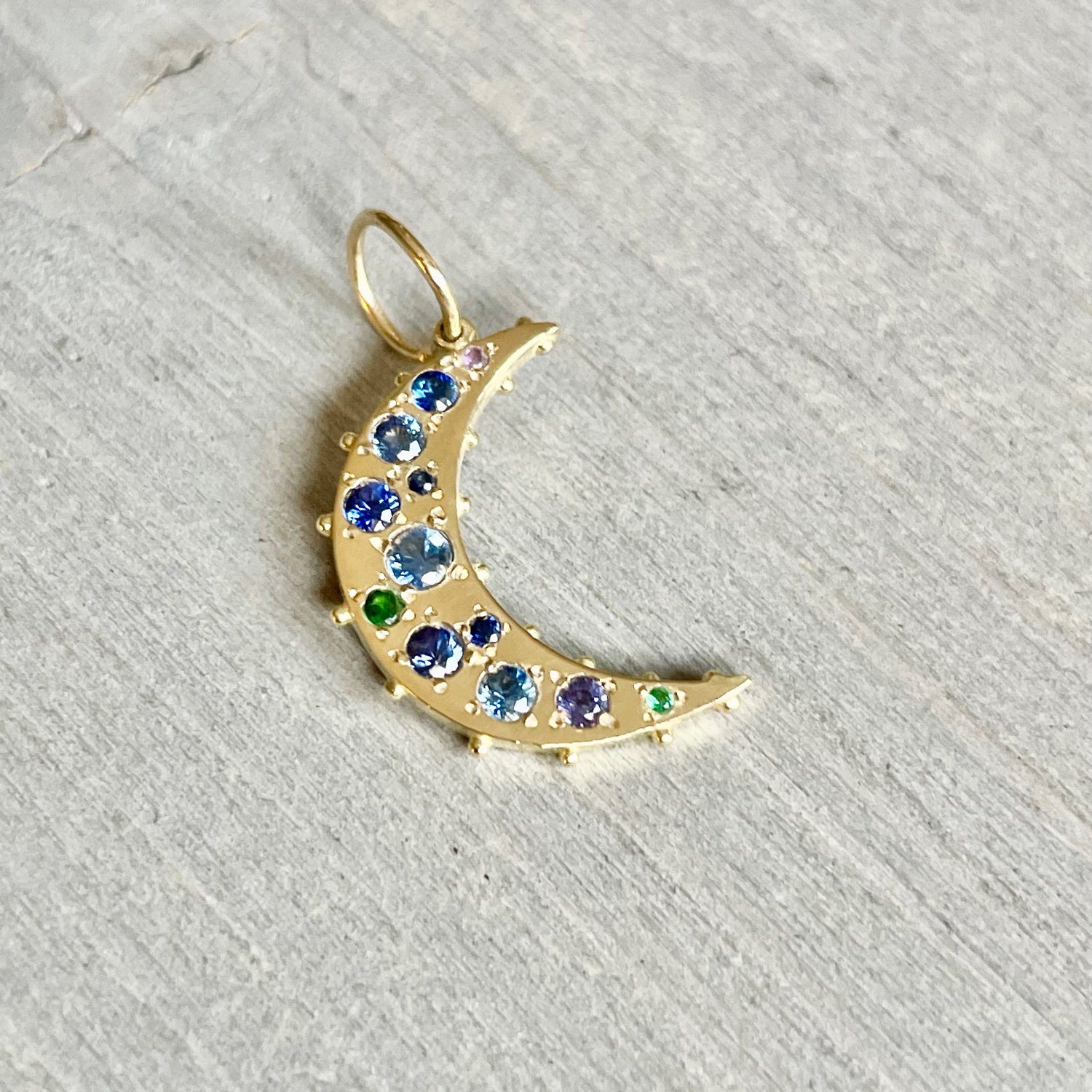 BOHEME BLUE SAPPHIRES CRESCENT MOON CHARM | In-Stock