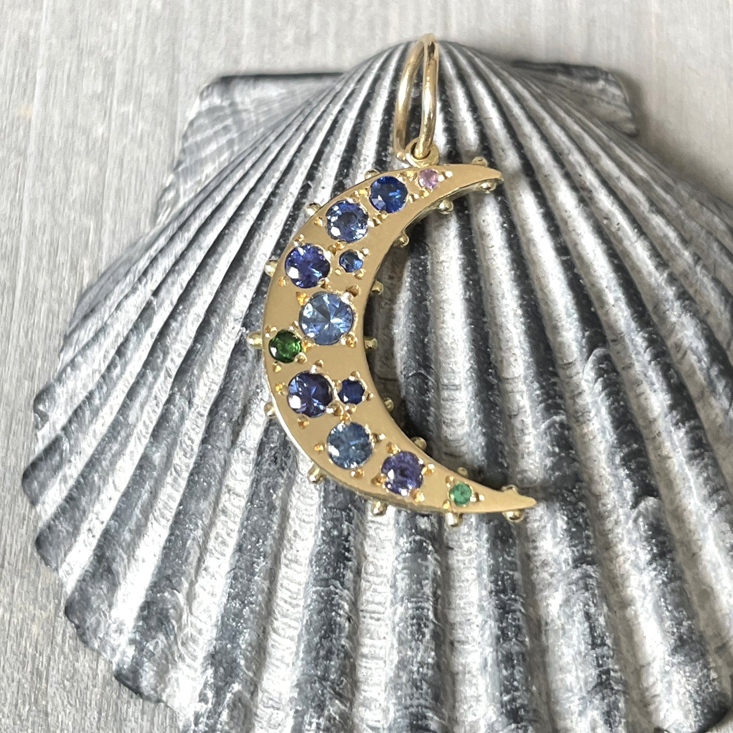BOHEME BLUE SAPPHIRES CRESCENT MOON CHARM | In-Stock