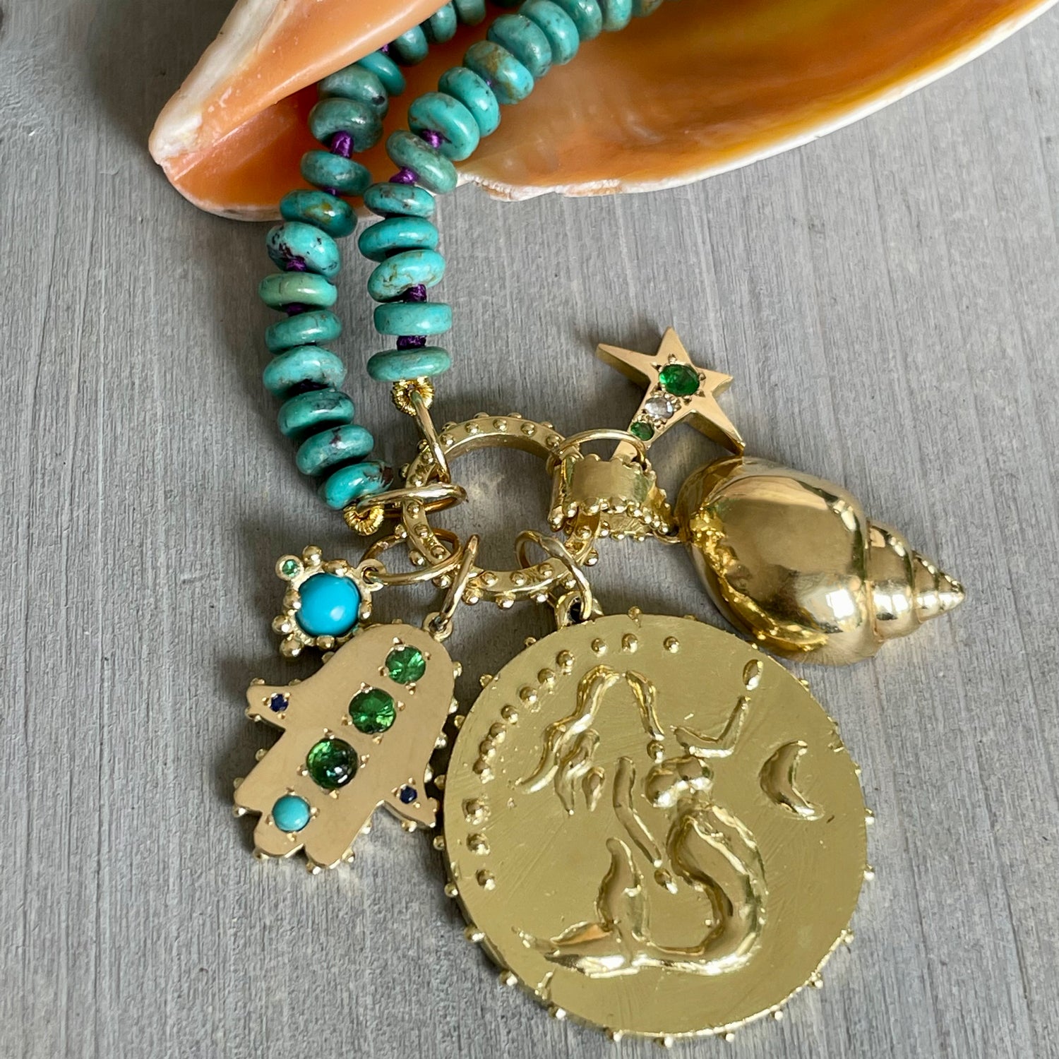 BOHEME GREEN HAMSA CHARM