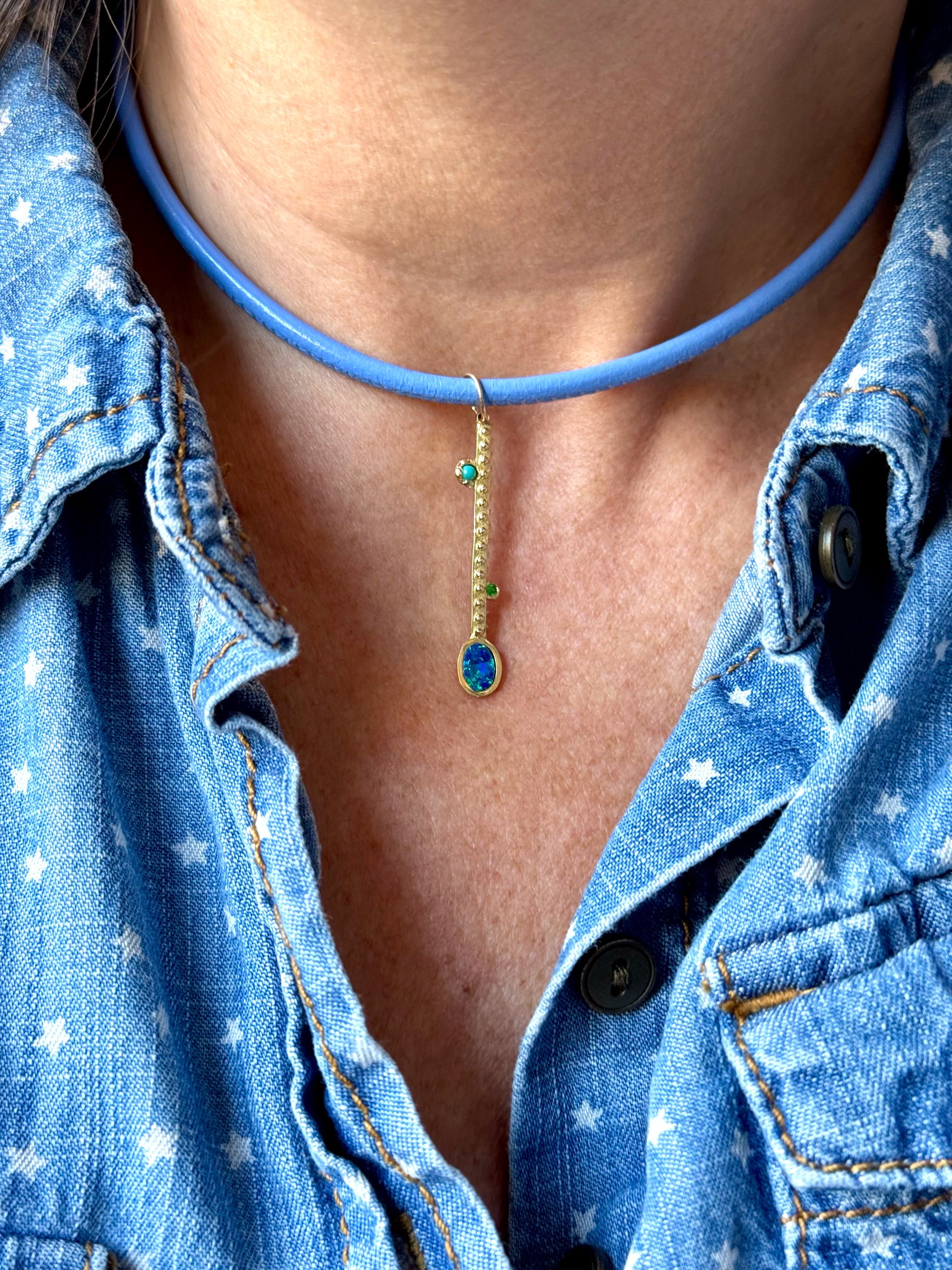 BOHEME SACRED LINK BLUE LEATHER CORD | In-Stock