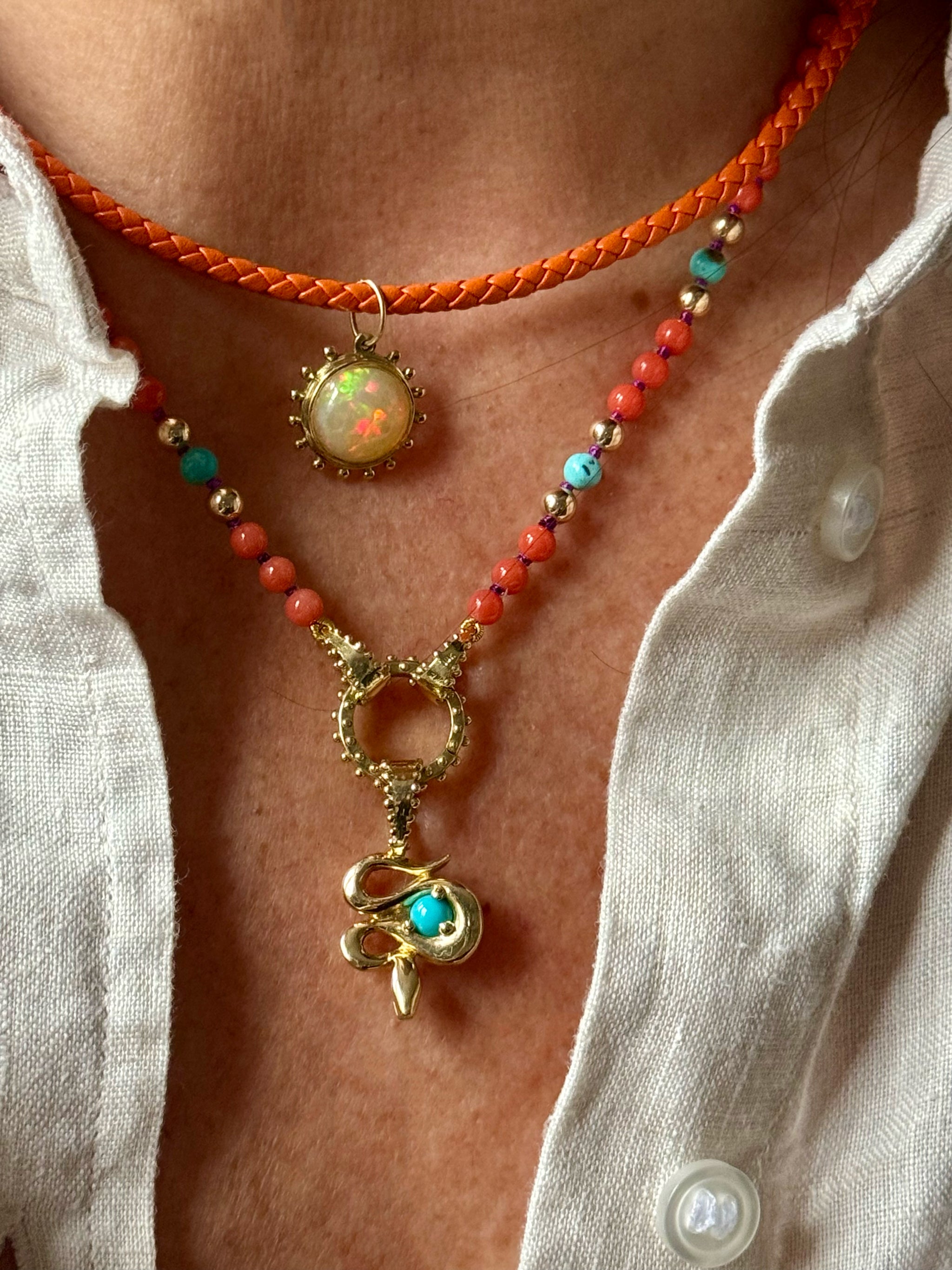 Boheme Grand Soleil Charm | OOAK Ethiopian Opal in 18k Gold | In-Stock