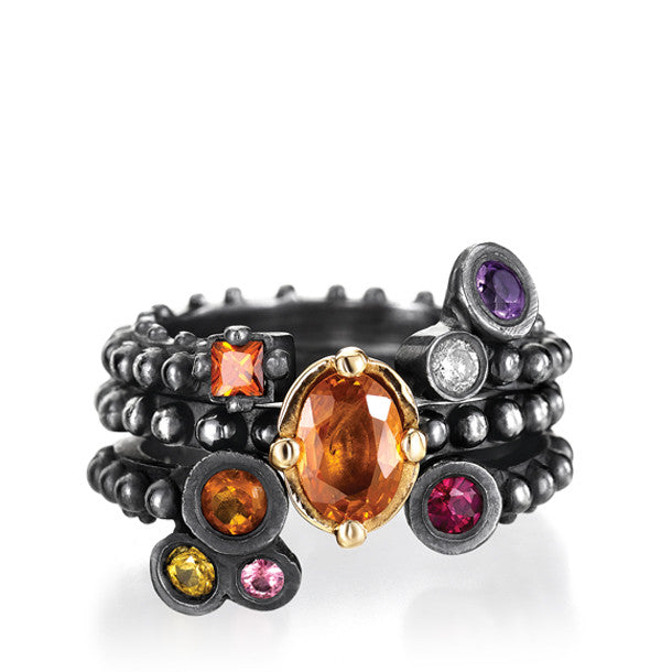 BOHEME ORANGE SAPPHIRE BOUQUET TRIO RING