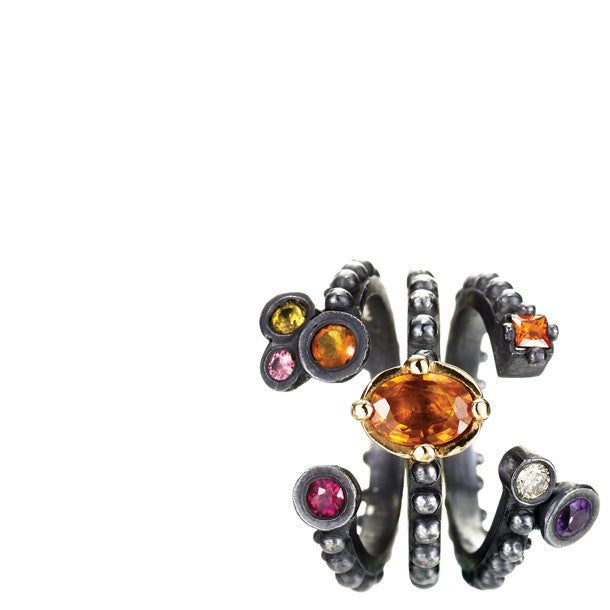 BOHEME ORANGE SAPPHIRE BOUQUET TRIO RING