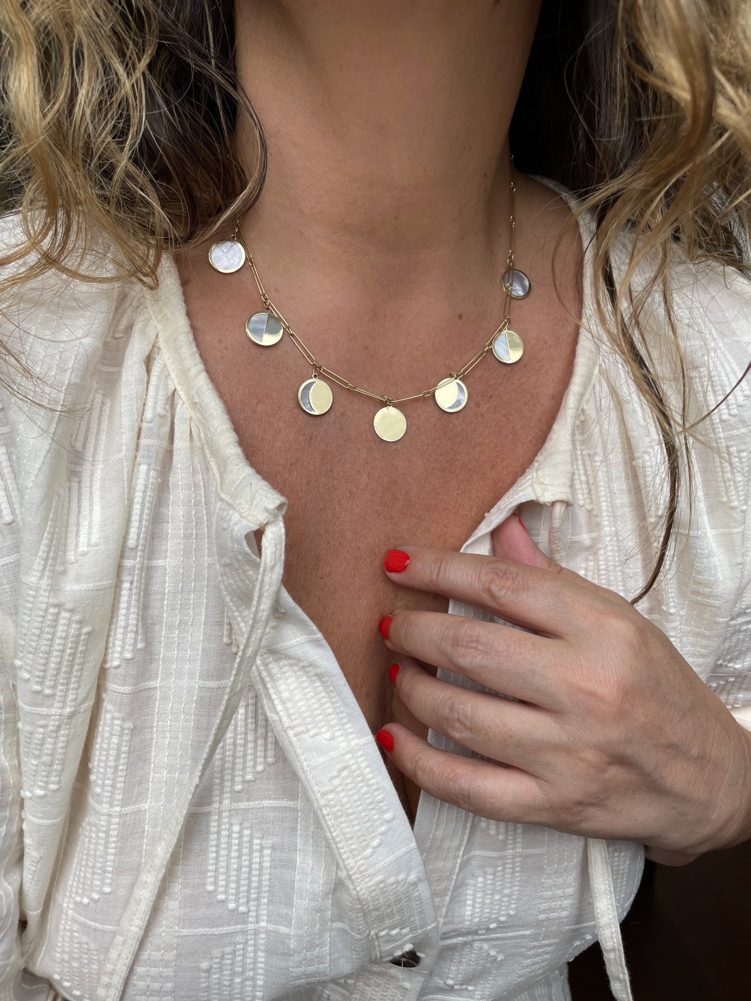 BOHEME CONFETTI GRANDE LUNE SEQUIN BLANC