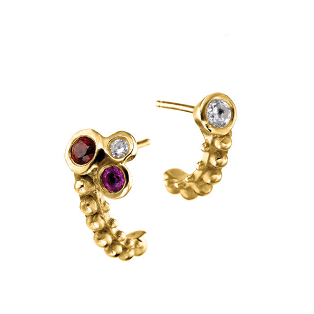 BOHEME MISMATCHED GEM HUGS STUDS