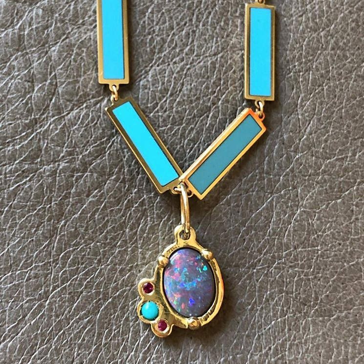 BOHEME LA BELLE TURQUOISE INLAY GOLD CHAIN rts
