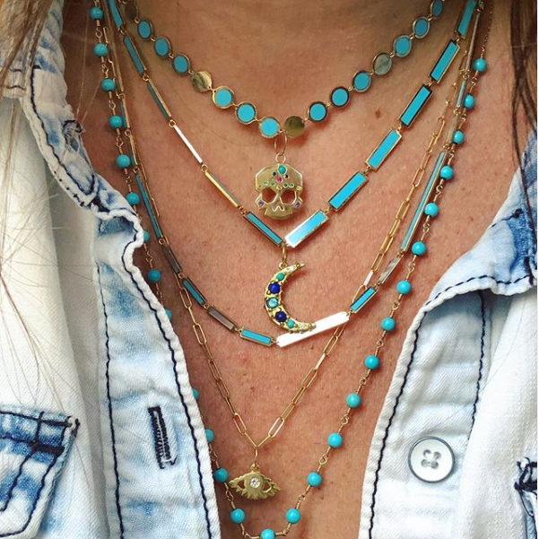 BOHEME LA BELLE TURQUOISE INLAY GOLD CHAIN rts
