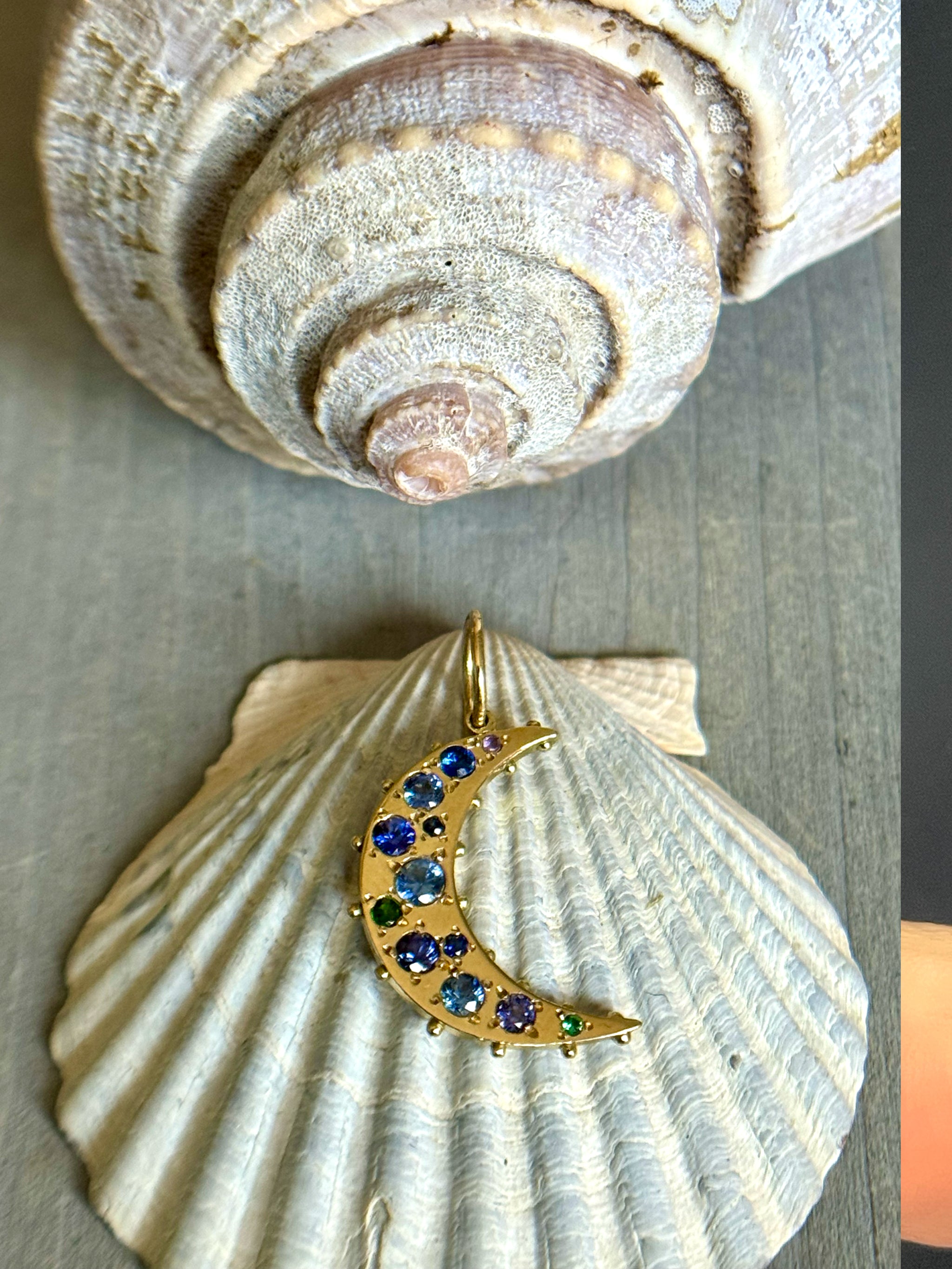 BOHEME BLUE SAPPHIRES CRESCENT MOON CHARM | In-Stock