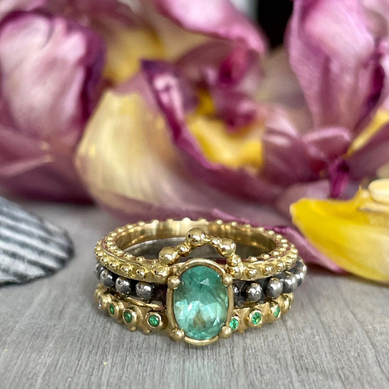 BOHEME ETERNITY EMERALD END STACK RING