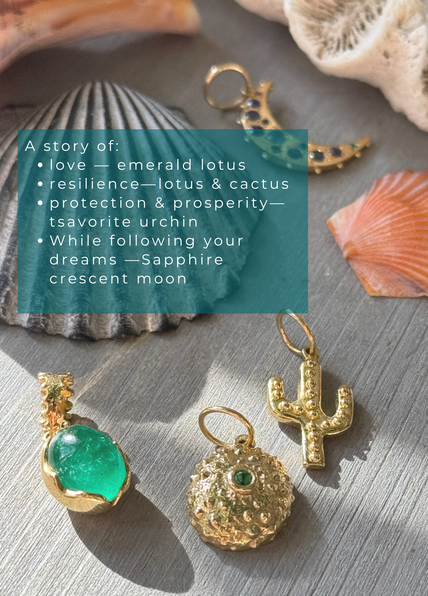 BOHEME EMERALD LOTUS CHARM