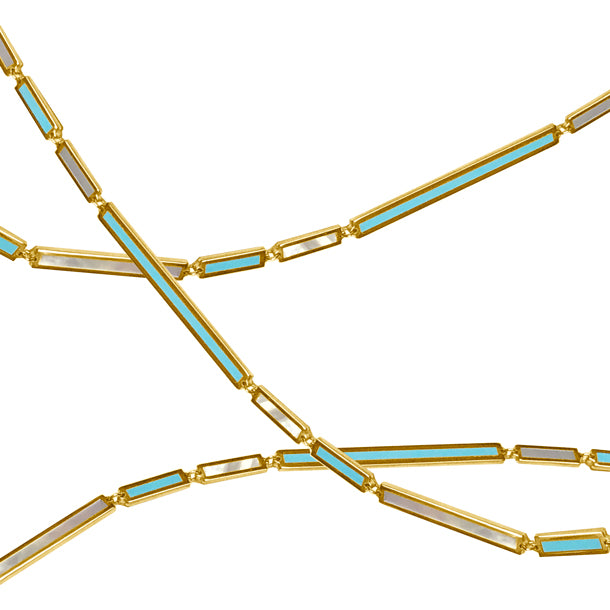 BOHEME LA BEAUTE MOP + TURQ INLAY GOLD CHAIN rts