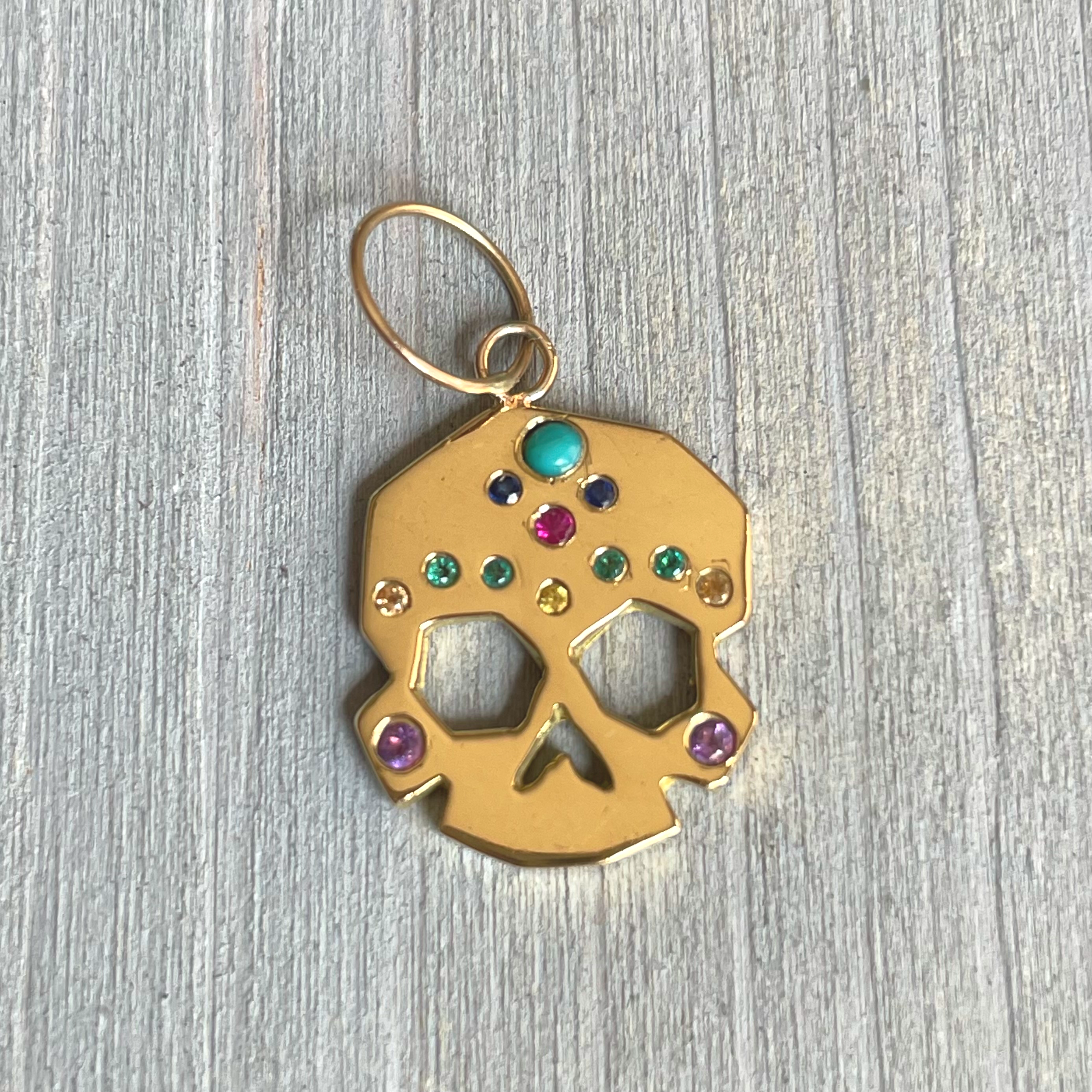 FACETTE RAINBOW SKULL CHARM 18KY rts