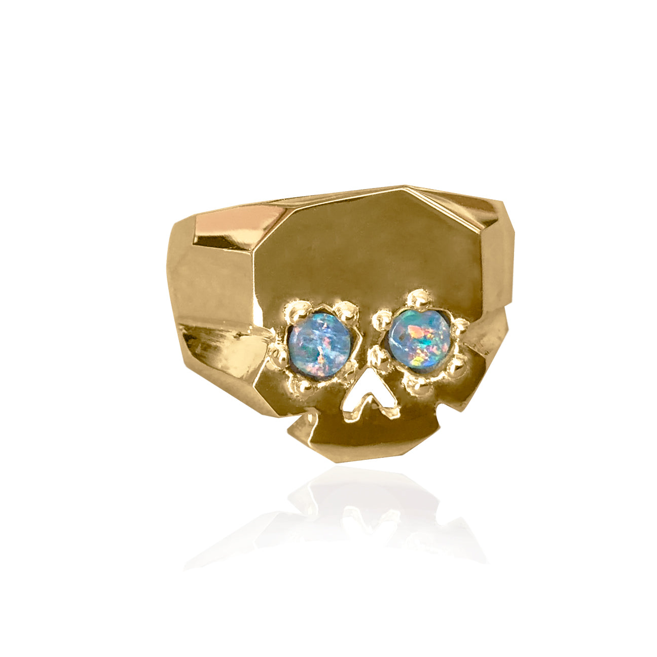 FACETTE OPAL EYES SKULL RING