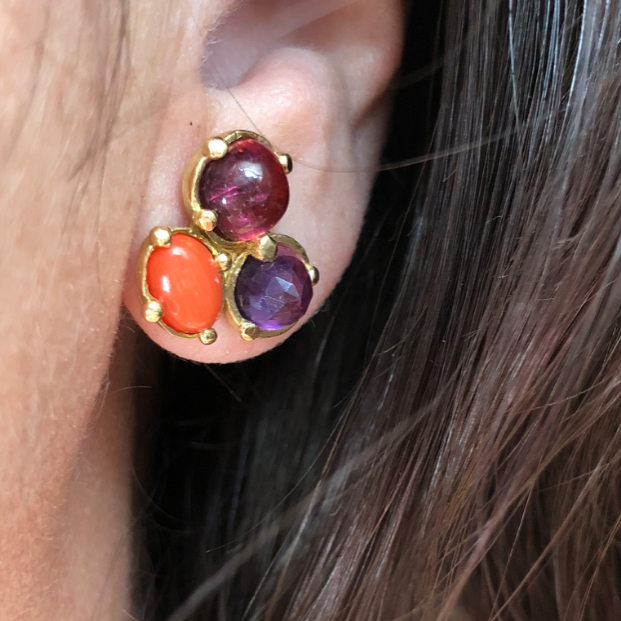 PROVENCE SUNSET BOHEME GEM CLUSTER STUDS